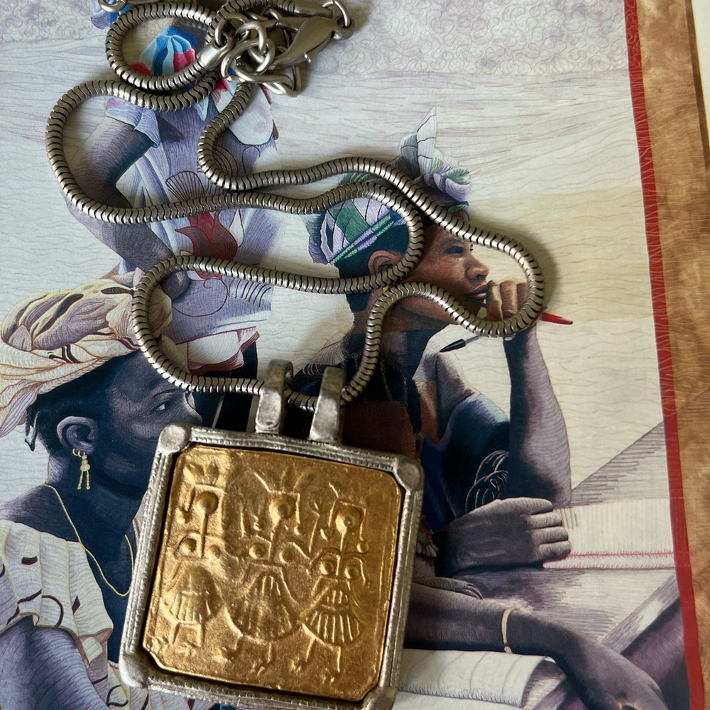 N201 Chico's Two-Tone Silver and Gold Egyptian 22" Snake Chain Embossed, Clasp